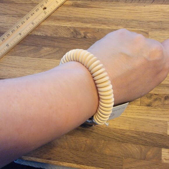 Meghan Browne Style Lola Ivory Natural Wood Stackable Bracelet - Picture 7 of 13